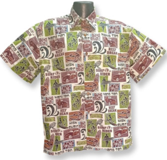 Vintage Surfboard Hawaiian Shirt- Made in USA -100% Cotton